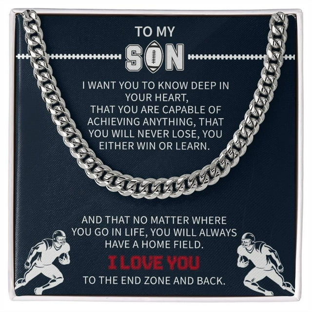 Beautybelliss Necklace, Stainless Steel and Gold, Cuban Link Chain, Inspirational Athlete Gift