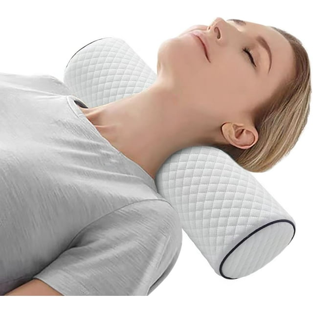 Kosmiko Neck Roll Pillow for Sleeping - Neck Pillow for Pain Relief - Premium Memory Foam – Bolster Pillow for Sleeping with a Breathable Cooling Cover