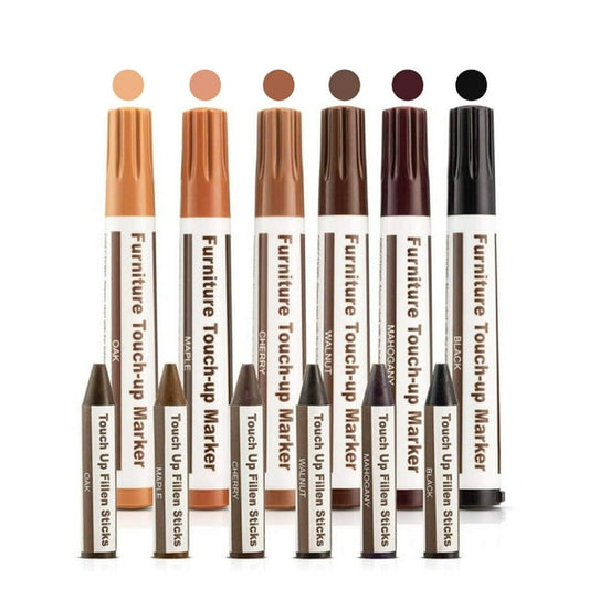 Furniture Repair Kit Wood Markers - Set of 12 - Markers and Wax Sticks with Sharpener Kit, for Stains, Scratches, Wood Floors, Tables, Desks, Carpenters, Bedposts